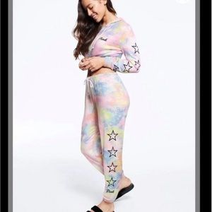 SOLD••VS PINK Cozy Rainbow Tie Dye Set sz L